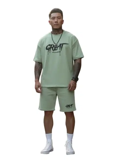 Polyester Printed Co-Ord Set for Men, Green (S)