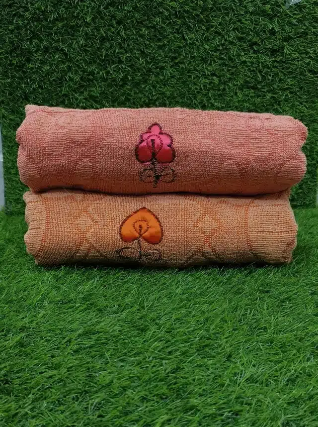 Bath Towel, Pack of 2, Red & Orange, 27x54 inches