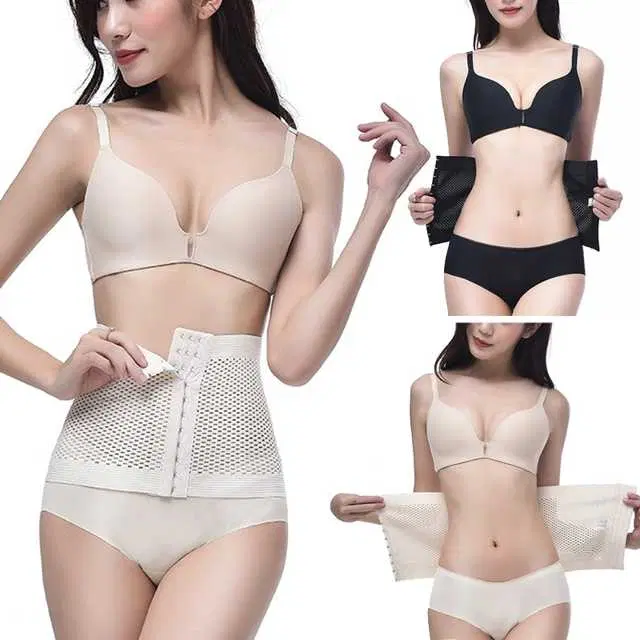 Air Breath Tummy Grip Belt Waist Trainer Trimmer and Slimming Corset 3 Hooks Girdle with Wire Support (S870)