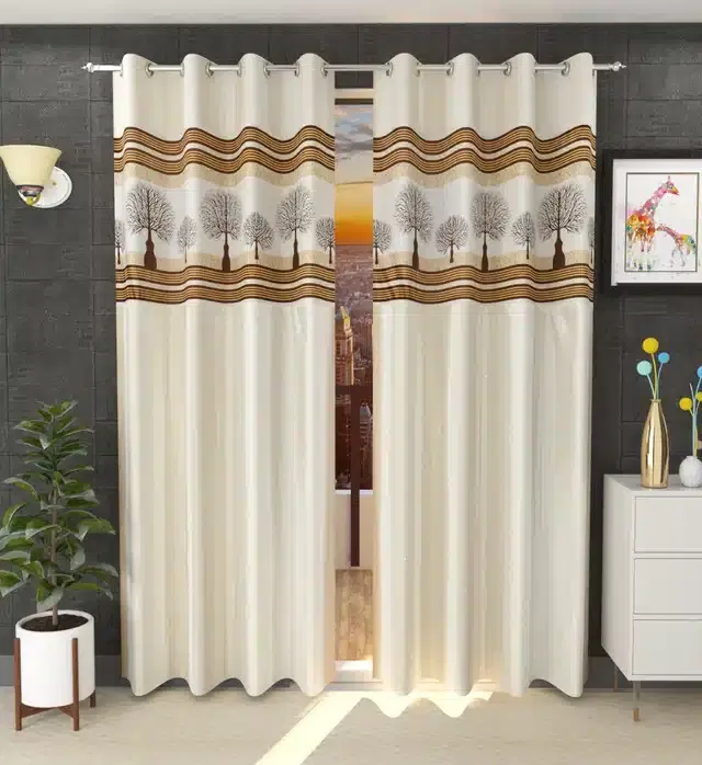 Door Curtains, Pack of 2, Cream, 7 feet