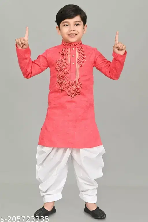 Boys Kurta Set, Orange (7-8 Years)