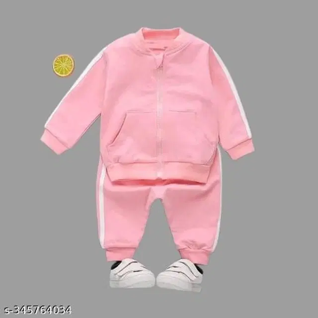 Woolen Solid Clothing Sets for Boys & Girls (Pink, 0-1 Years)