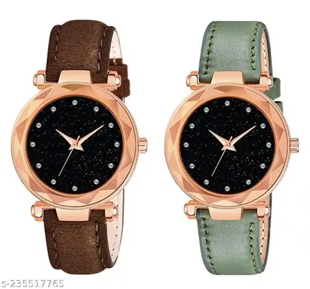 Analog Watch for Women, Pack of 2 (Multicolor)