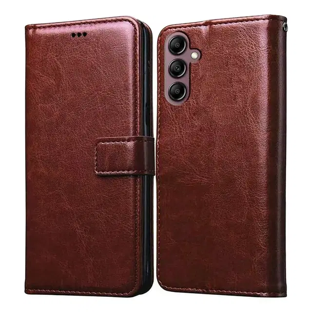 Artificial Leather Mobile Flip Cover for Samsung Galaxy A17 5G (Brown)