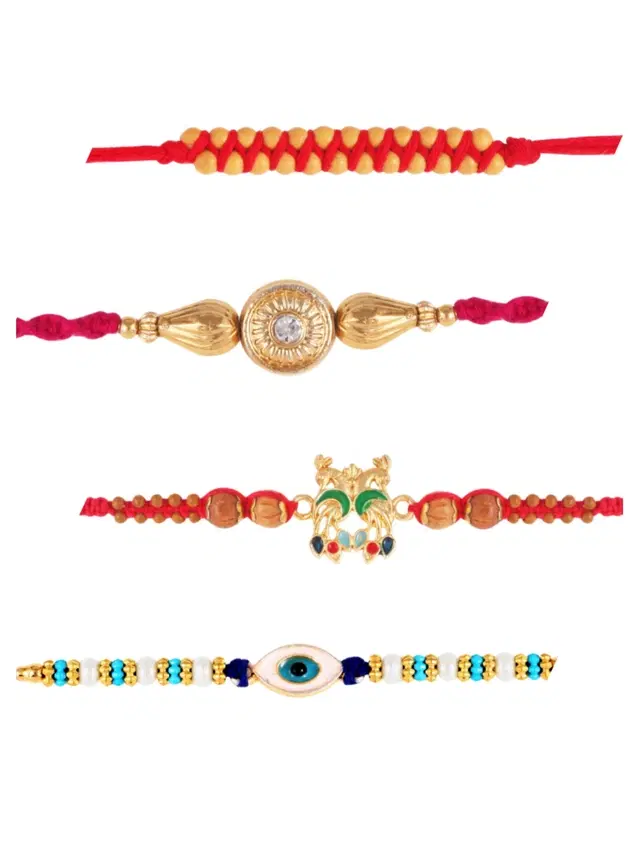 Designer Rakhi for Rakshabandhan, Multicolor, Pack of 4
