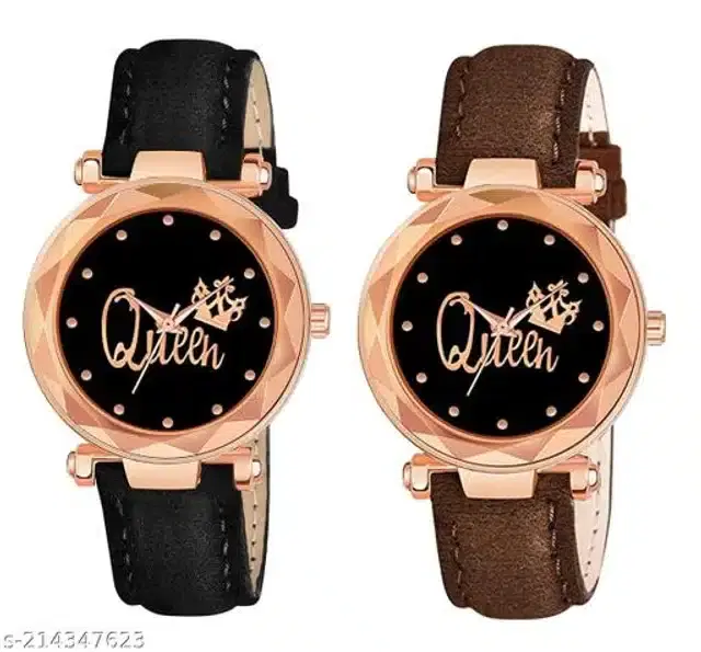 Analog Watch for Women, Pack of 2 (Multicolor)