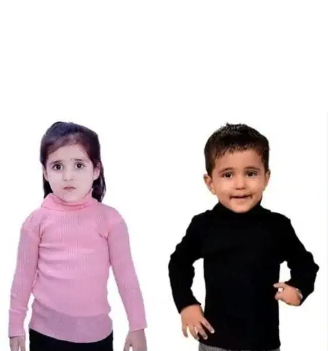 Woolen High Neck Sweater for Kids, Pack of 2 (Black & Purple, 0-6 Months)