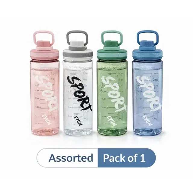 Flip Top Transparent Motivational Sports Durable Gym Fitness Water Bottle 700 ML(Assorted Any 1 Colour)