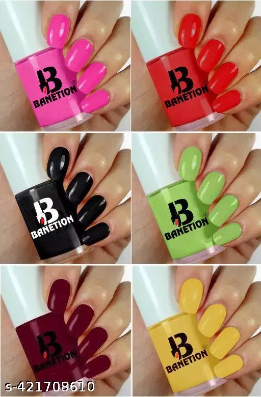 Banetion Matte Nail Polish, Multicolor, Pack of 6