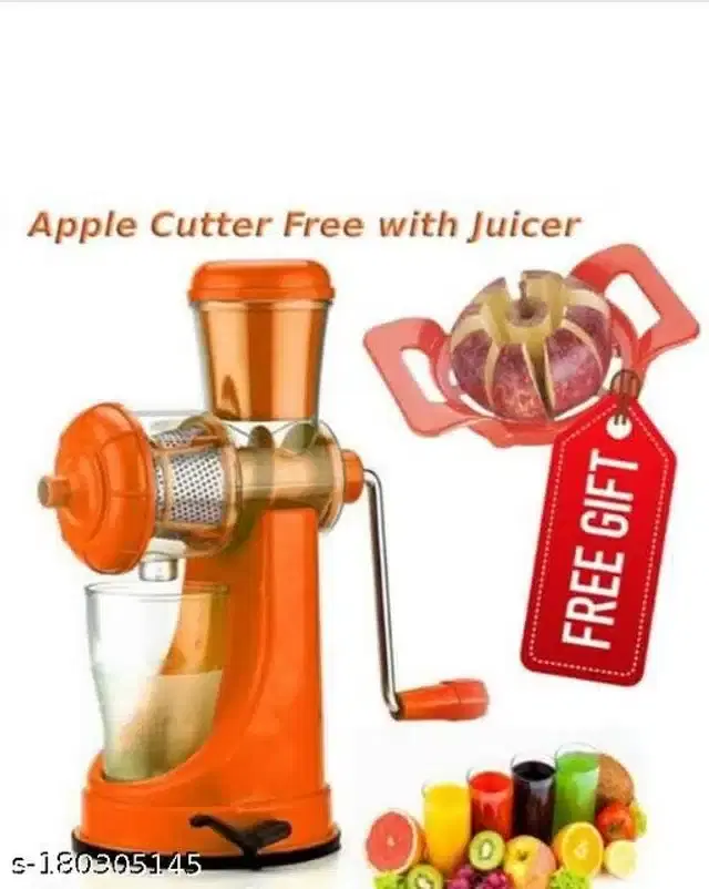 Plastic Manual Hand Juicer with Apple Cutter, Multicolor, Set of 2