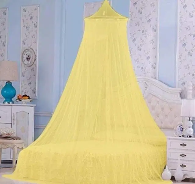 Polyester Round Mosquito Net, Yellow, 7x7 Feet