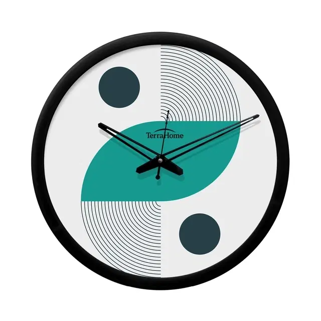 TerraHome Sweep Silent Paper Dial Wall Clock 12in Yin Yan Green/Grey