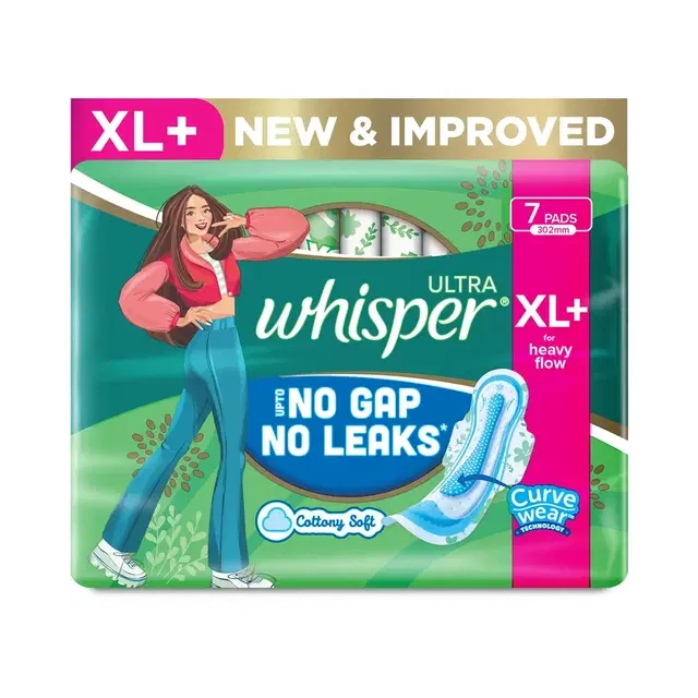 Whisper Ultra Upto No Gap No Leaks Sanitary Pads Xl+ 7 Pads