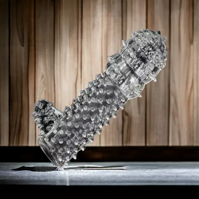 Crystal Dotted Reusable Condom for Men, Transparent, Pack of 1