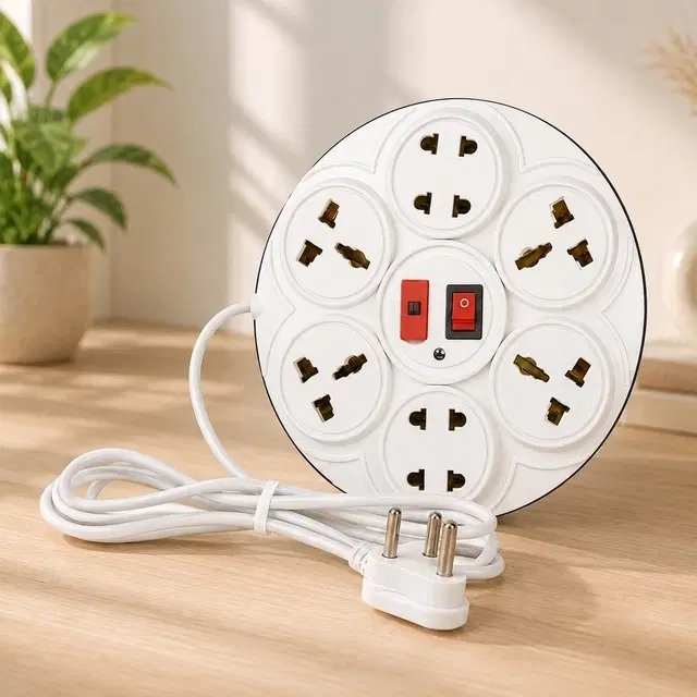 SimpleHome 8 Socket Universal Extension Board With 2 Meter Cable, White