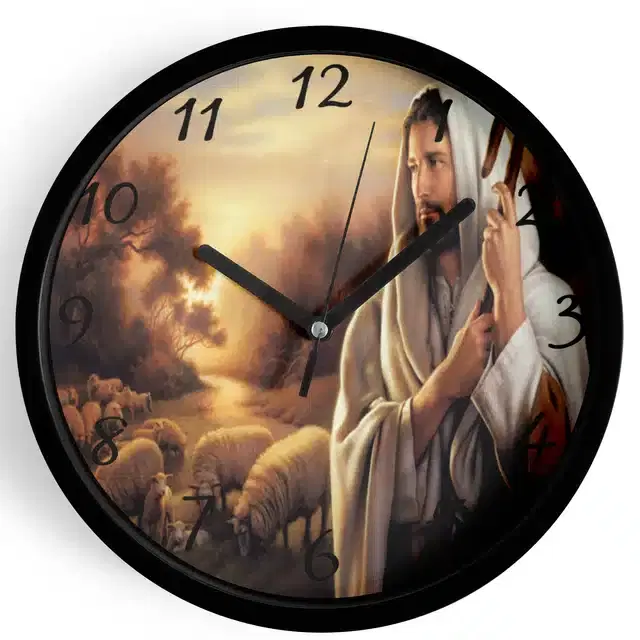 Plastic Jesus Printed Wall Clock, Multicolor, 10x10 Inches