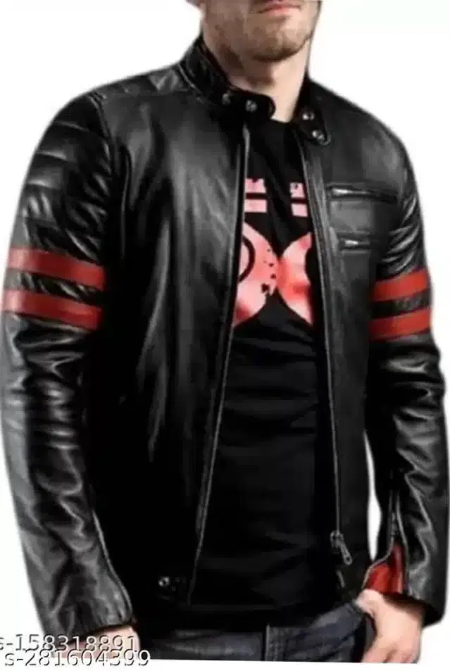 Leather Jacket for Men (Black, M)