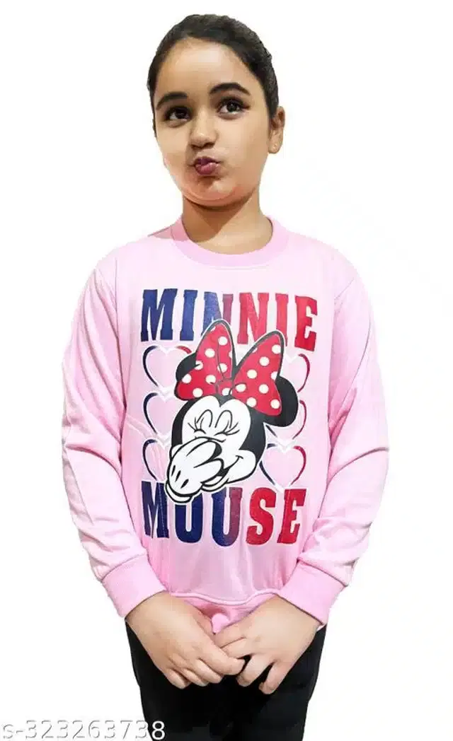 Fleece Printed Full Sleeves Hooded Sweatshirt for Girls (Light Pink, 4-5 Years)