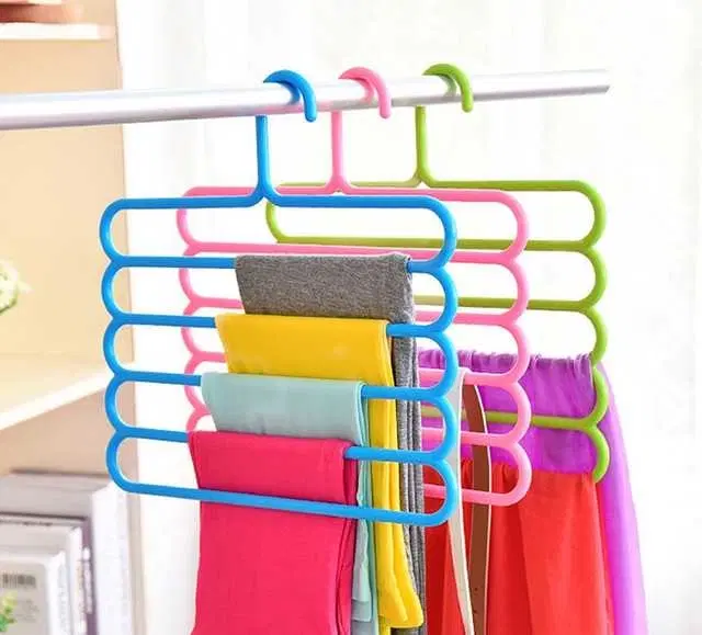 Pallavi Trading 5 Layer Pants Clothes Hanger for Wardrobe Storage Organizer Rack, KK-13