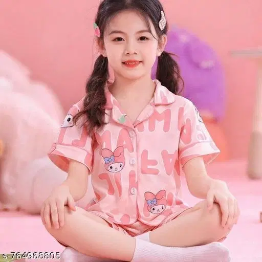 Night Suit for Girls (Peach, 10-11 Years)
