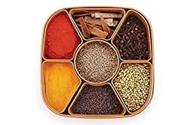 7 Compartments Spice Box, Multicolor