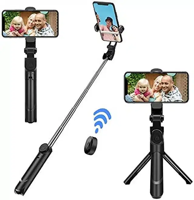 3 in 1 Extendable Bluetooth Selfie Stick, Black