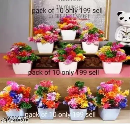 Plastic Artificial Flowers, Multioclor, Pack of 10