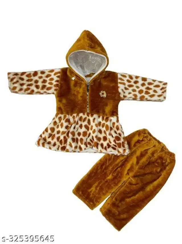 Hoodies with Bottom Set for Girls (Yellow, 3-6 Months)