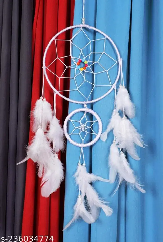 Feather Wall Hanging Dream Catcher, White