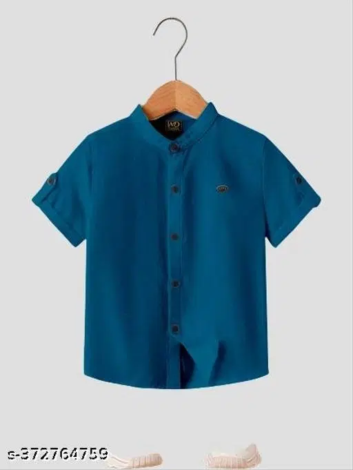 Solid Short Sleeve Shirt for Boys (Teal, 10-11 Years)