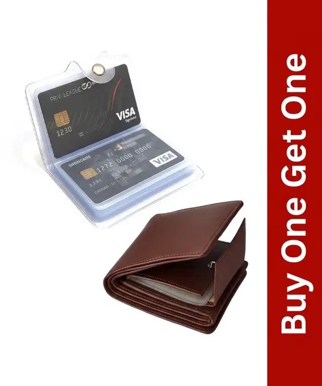 Wallet and Card Holder Set for Men, Buy 1 Get 1