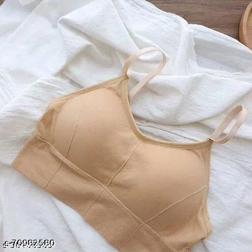 Viscose Spandex Sports Bra for Women, Beige (30B)