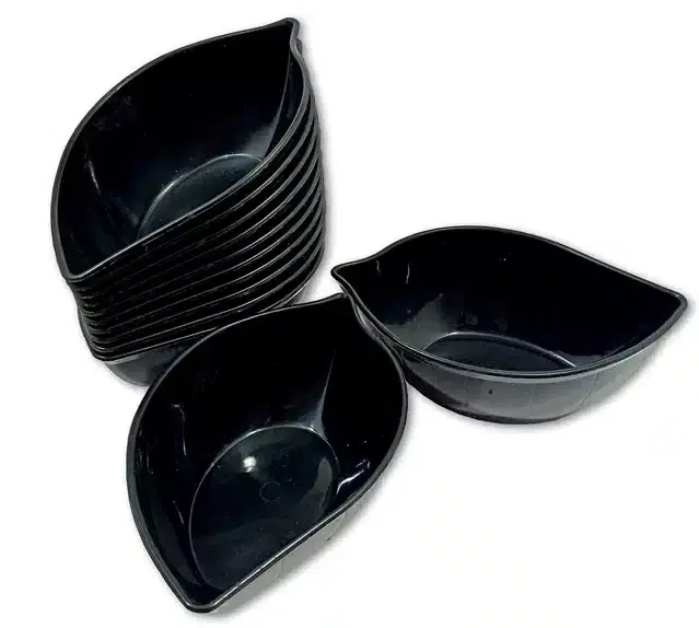 Plastic Snacks & Dessert Bowl Set, Black, Pack of 12