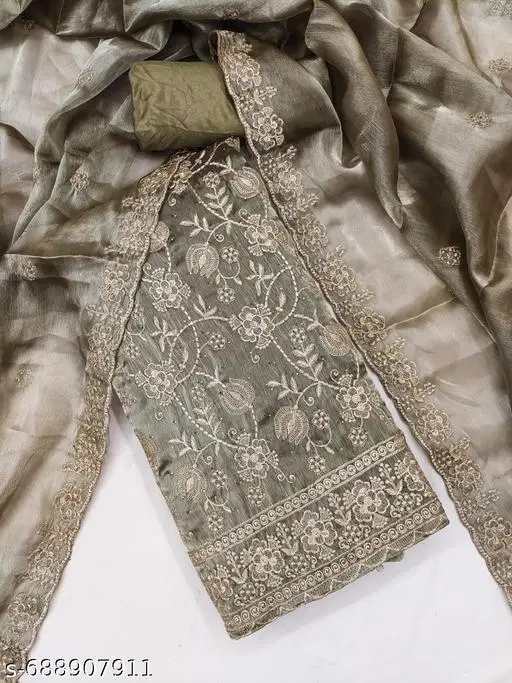 Embroidered Anarkali Suit for Women (Gold, Un Stitched)