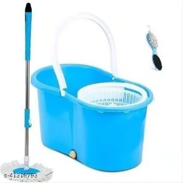 Spin Bucket Mop with Foot Scrubber, Assorted, Set of 2