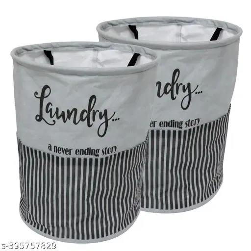 Non-woven Laundry Basket, Gray ,  (Pack Of 2)