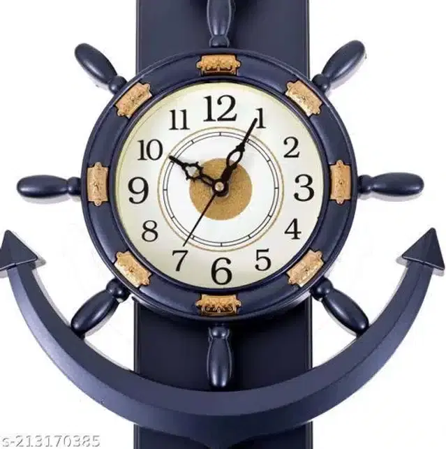 Analog Wall Clock, Grey, 38x26 cm