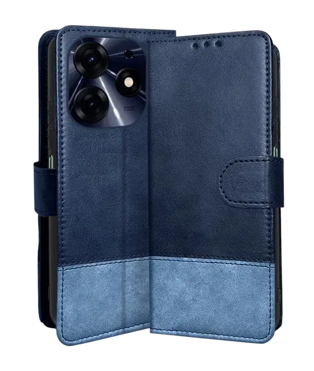 Artificial Leather Flip Cover For Tecno Bg6H / Pop 8, Blue