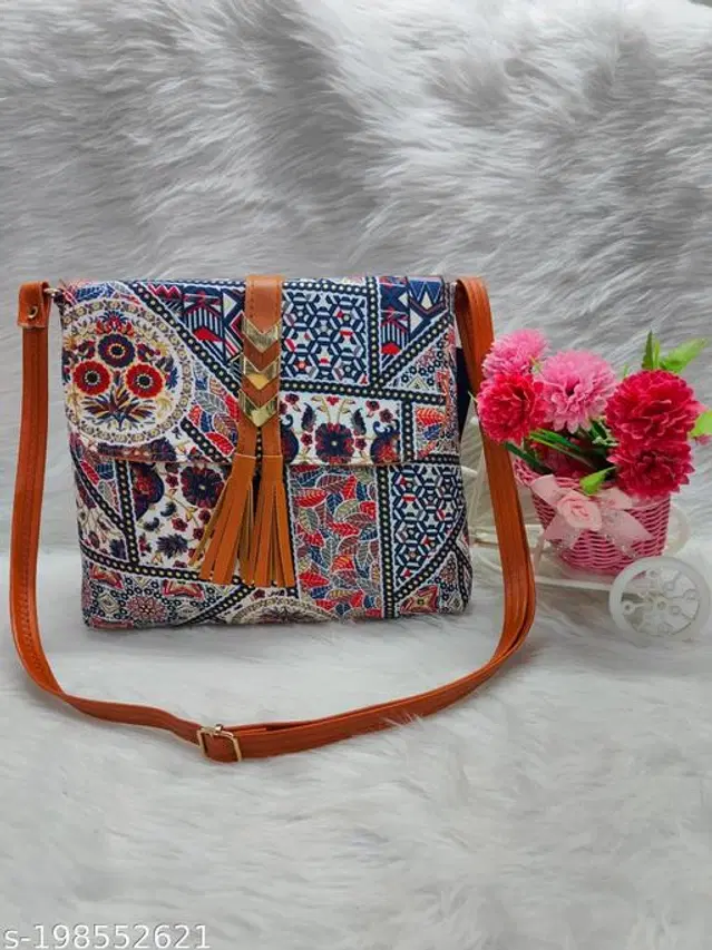 Canvas Sling Bag for Women (Multicolor)