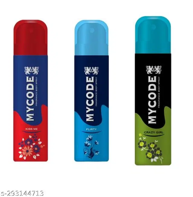 Combo of MYCODE Crazy Girl, Kiss Me & Flirty Body Spray for Men, 100 ml, Pack of 3