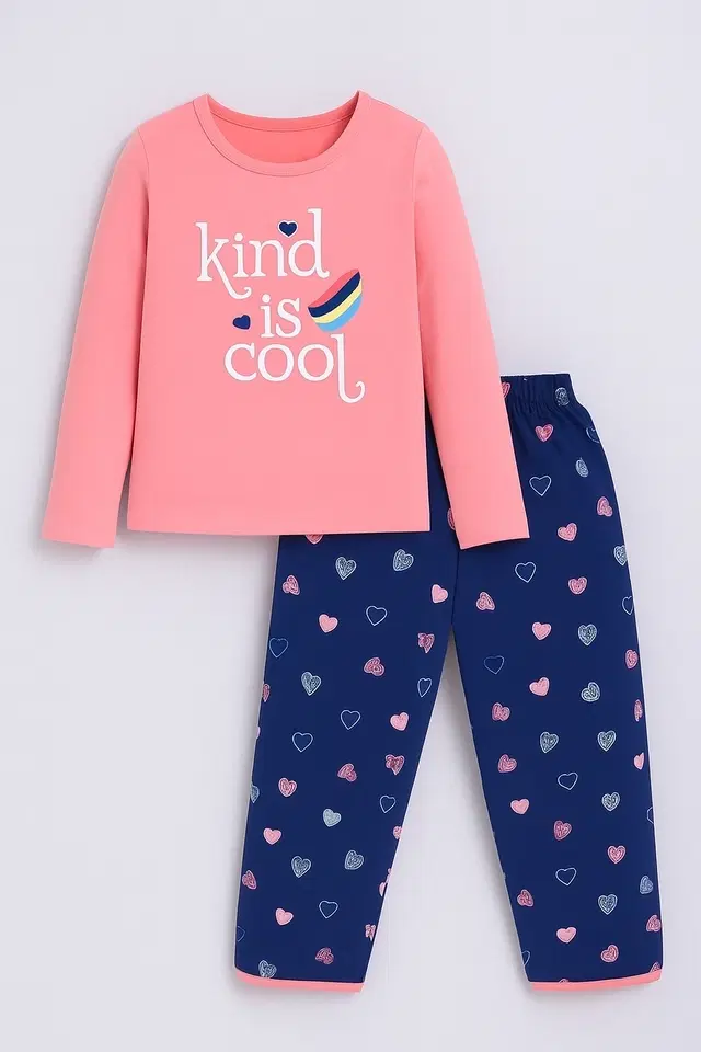 Hoisery Printed Clothing Set for Girls (Pink, 3-4 Years)