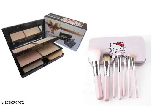 5in1 Compact Powder With 7 Pics Makeup Brush