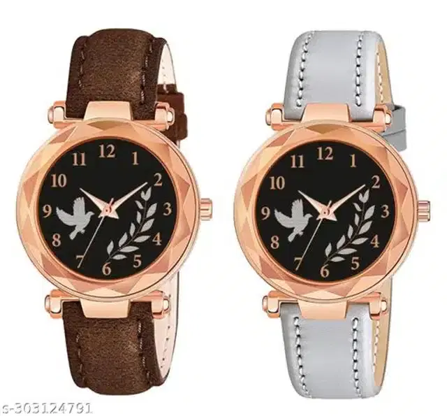 Analog Watch for Women, Pack of 2 (Multicolor)