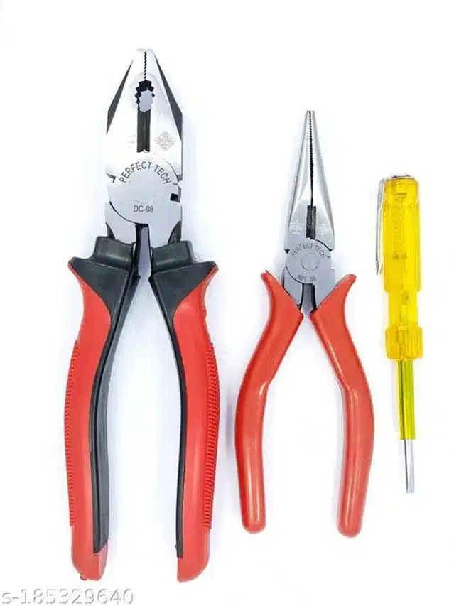 Hand Tool Kit, Set of 3, Red & Yellow
