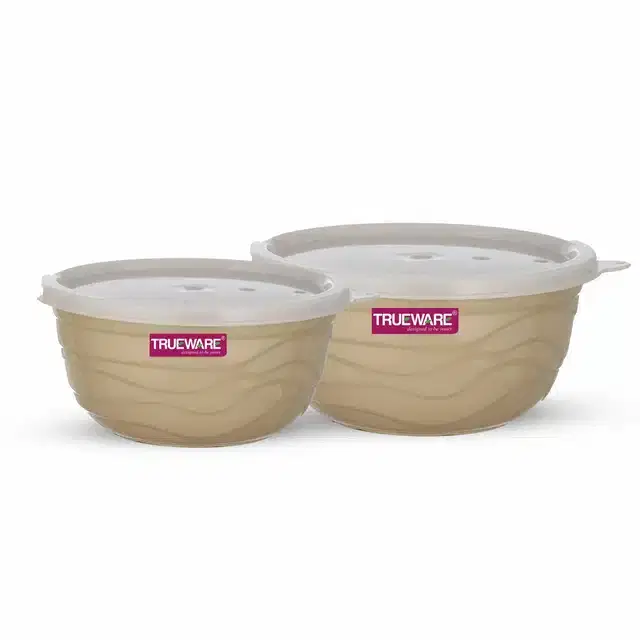 Stainless Steel Serving & Mixing Microwave Safe Bowls Set, Cream, Set of 2