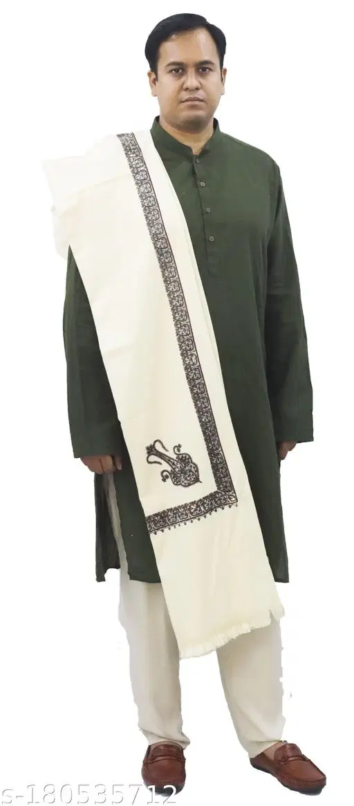 Kavim White Wool Solid Shawl for Women (White, Free Size)