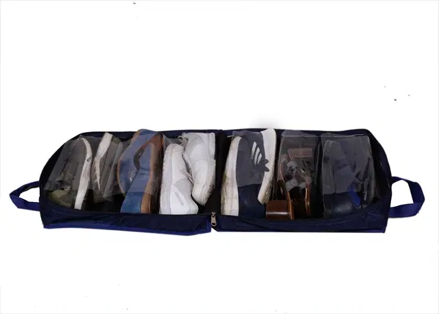 Portable Canvas Solid Shoe Storage Bag, Blue