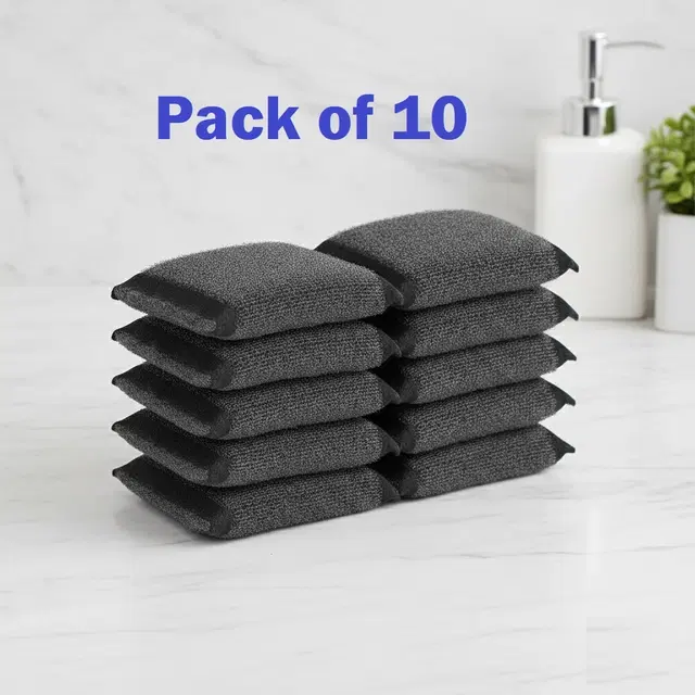 Stainless Steel Scrub Pad, Black, Pack of 10