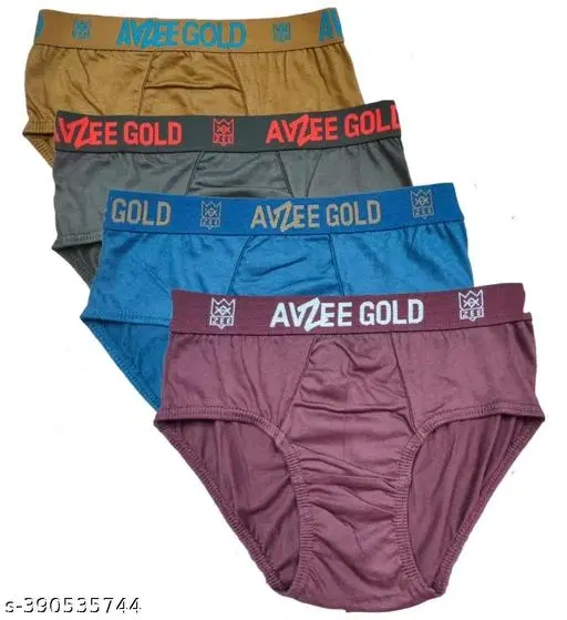 Cotton Solid Briefs for Man, Multicolour, Pack of 4 (XXS)