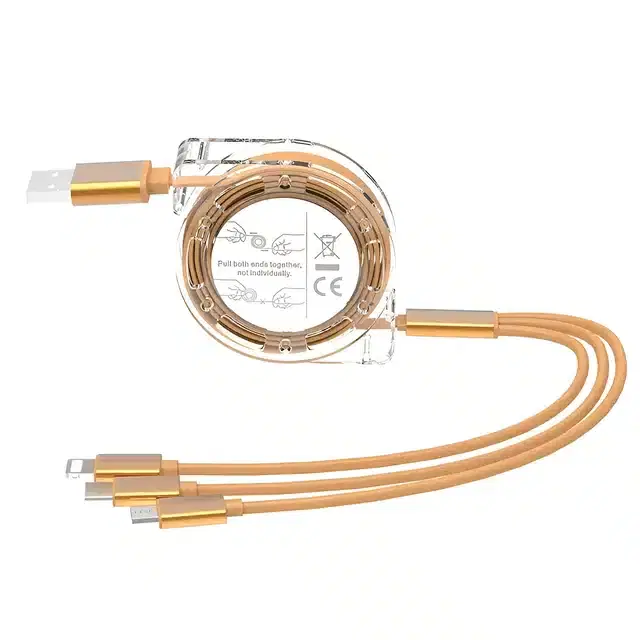 Fast Charging 3 in 1 USB Cable, Gold